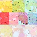 SUNNYCLUE 200Pcs 10 Colors Flat Sequin Paillettes Round Loose Sequins Assorted AB Colorful Plastic PVC Iridescent Applique Art Glitters Hole Sequins for Sewing Craft DIY Embroidery Ornaments Supplies