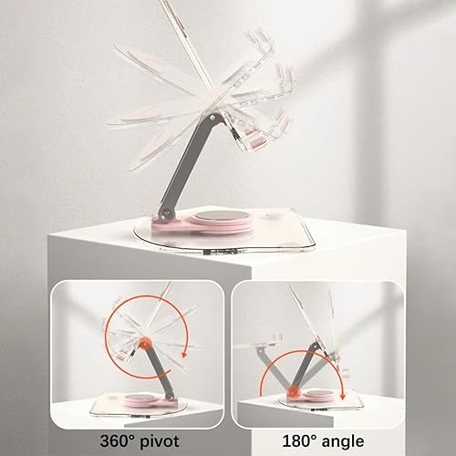 Miniatura 2 de XIHAMA Soporte acrílico para tableta con base giratoria de 360, soporte plegable ajustable transparente para iPad de escritorio para iPadProAir y