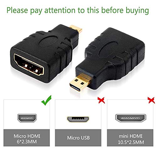 Image of 100FIT Micro HDMI Adapter (Not for Mobile Micro-USB), HDMI Female (Type-A) to Micro HDMI Male (Type-D) for Raspberry pi 4 Gold Plated Connector Converter Adapter (Pack of 1)