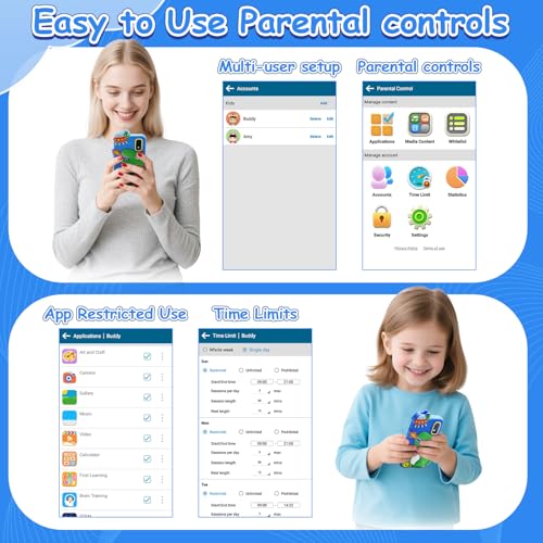 MINIBEAR Kids Toy Smartphone, 3.97" Toddler Dual Camera Learning Toys, 201+ Educational Games Play Phone No WiFi for Girls Boys 3-12 Christmas Birthday Gifts with 32g SD Card - Image 7