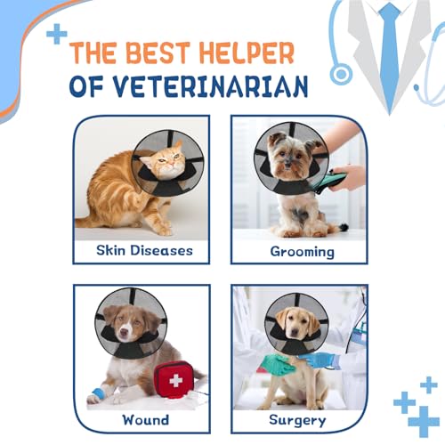 Image of Dog Cone Collar to Stop Licking, Soft Mesh Recovery Collar After Surgery with Liner, Elizabeth Cone Alternative for Medium and Large Dogs, for Surgery, Spay, Neuter, Wound Care,XS,Black