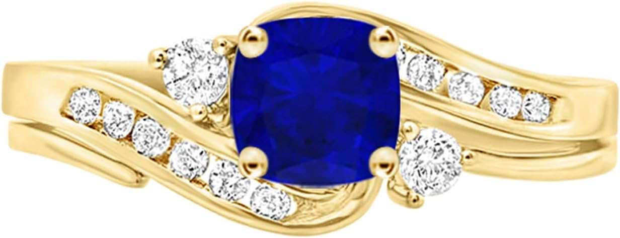 Houston Diamond District 1 to 6 Carat Cushion 14K Yellow Gold LAB GROWN Gemstone and LAB GROWN Diamond Engagement Ring (AAAA Heirloom Quality)
