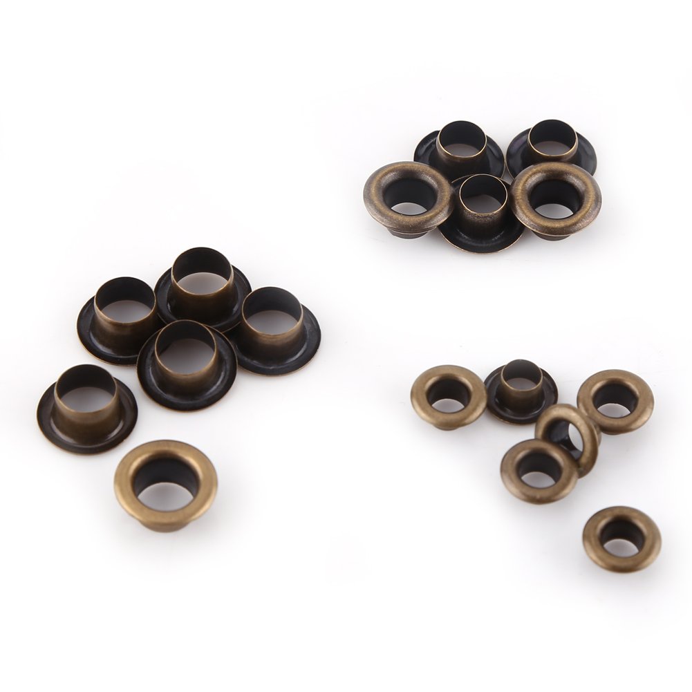 Holle klinknagels, lederen klinknagels, set van 100 stuks, 8 x 8 mm, ijzeren dubbele doppen, leer klinknagels voor leer, handwerk, doe-het-zelfdecoratie, 100 stuks (goud