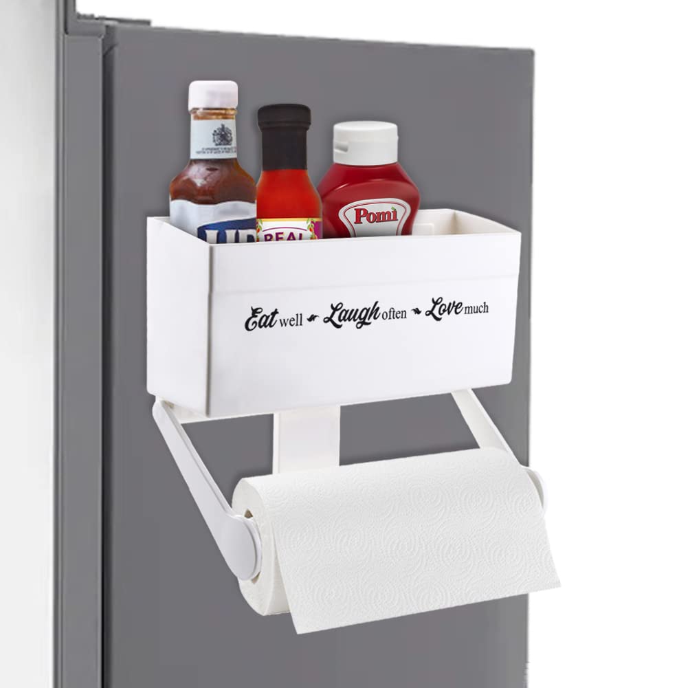 Paper Towel Holder for Refrigerator with Storage Shelf