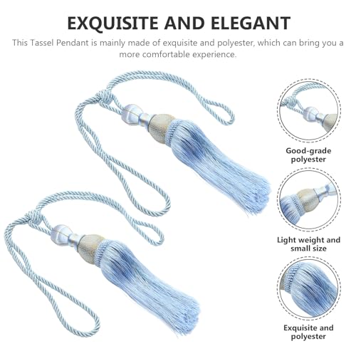 Borlas para cortina azul lavables accesorios de pasamanería resistentes 4
