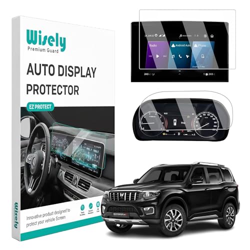 Image of Wisely 2Pcs - Screen Guard for MAHINDRA SCORPIO N (2022-26+) Car 8 Inch Infotainment Display System Protector + 10.25 inch Instrument Cluster - Stereo Accessories - Touch Responsive - HD Clear