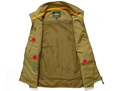 Image of Flygo Men's Casual Lightweight Outdoor Fishing Work Safari Travel Photo Cargo Vest Jacket Multi Pockets