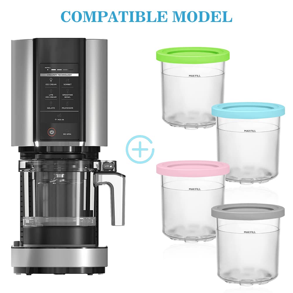 Ice Cream Containers For Ice Cream, Set Of 4 Ice Cream Pints Cups With Lid, Creami Container For Ninja Creami Ice Maker, Tubs Accessories For NC301 - View #12