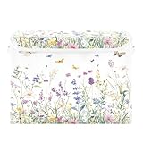 Sevdomey Contenedores de almacenamiento de flores silvestres y libélulas con tapas y asa de transporte, cajas de almacenamiento plegables, cestas organizadoras para el hogar, dormitorio, armario