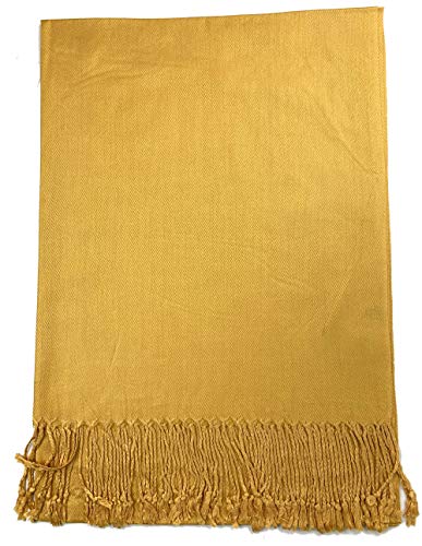 Plum Feathers Premium Solid Color and Metallic Fashion Scarf, Womens Pashmina Shawl Wrap with Fringes2