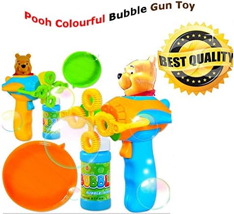 ARSDEWY Pooh Colourful Bubble Gun with 1 Liquid Bottles for 3+ Kids (Yellow Colors)