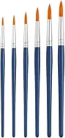 Kit com 6 Pincéis Artísticos de Ponta Fina Para Aquarela Acrílica Óleo Guache e Artesanato Uso Semi-Profissional e Escolar Detalhes e Contornos