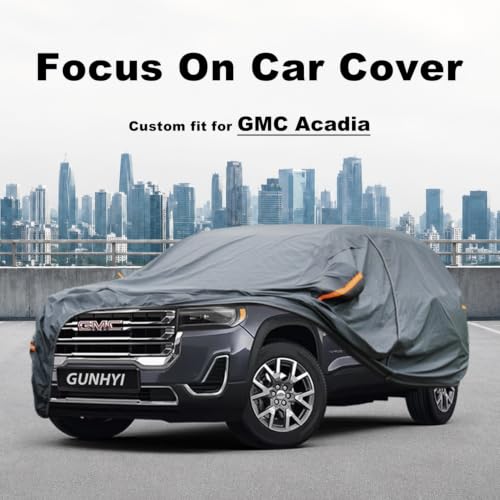 Image of GUNHYI Premium Car Cover Custom Fit GMC Acadia, 16 Layers Heavy Duty Car Cover Waterproof All Weather with Zipper Door for Sun Rain Snow Dust Uv Protection