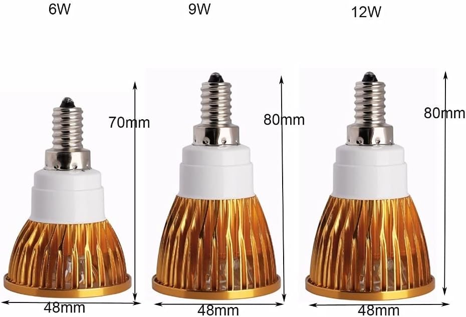 Luopan Indoor Lighting High Power Lampada Led Spotlight E12 6W 9W 12W Led Bulb Dimmable Spot Light AC110V Natural/Warm/Cold White Lighting Bulbs (Color : OneColor, Size : E12 9W)