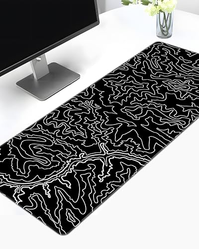 Image of Black Canyon Map Stitched Mousepad (12x31) for Laptop, Desktop, PC and Gaming Deskmat (Stitched Black 2.O, XL)