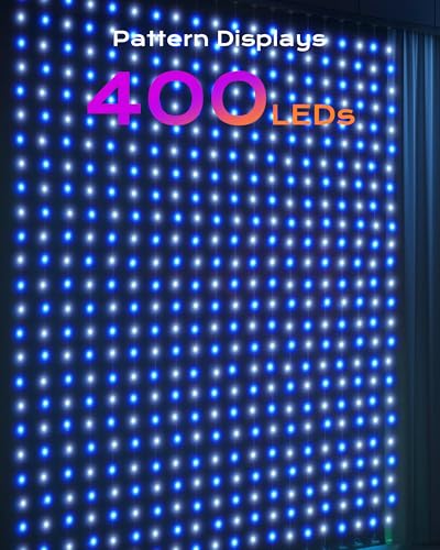 Image of Brightown 400 LED RGB Smart Curtain Fairy Lights with Remote, 6.6x6.6ft | Color Changing Christmas String Lights with 8 Modes & Timer, IP65 Waterproof Curtain Lights for Bedroom Window Party Holiday