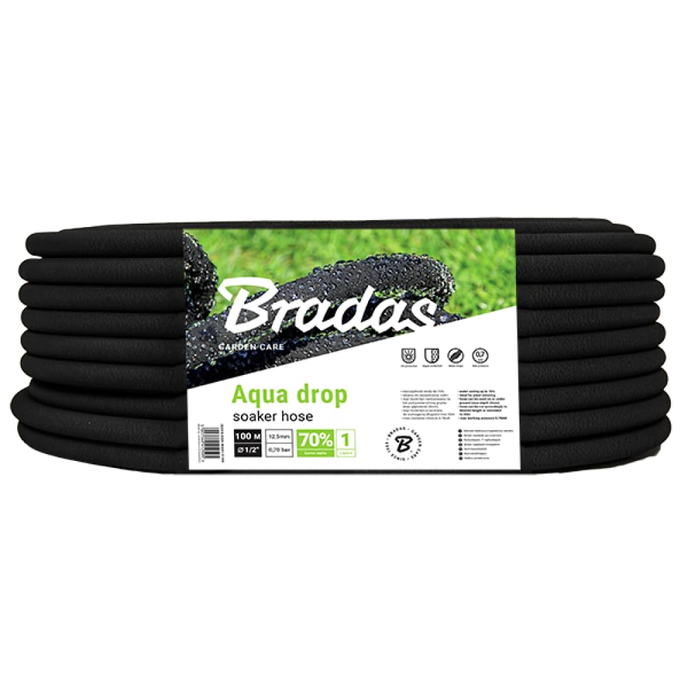 Bradas GARDEN CARE - Tubo di irrigazione AQUA DROP 1/2 pollici 100 m - Tubo perlato - Tubo antigoccia irrigazione - Tubo flessibile da giardino - Tubo di irrigazione