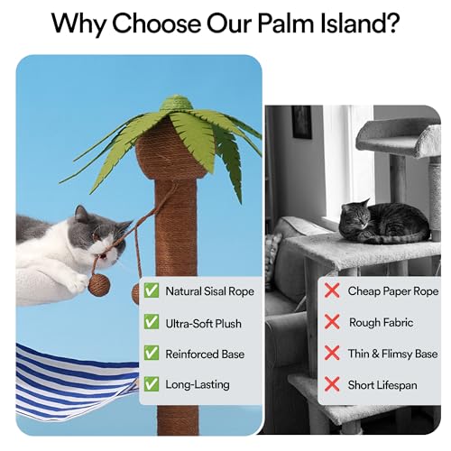 Árbol para gatos ZEZE con hamaca y cama tropical miniatura 6
