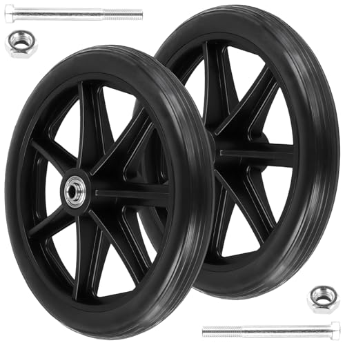 PUCSIQ 2 ruedas de repuesto de 200 mm con rodamiento de bolas, buje de rueda ABS, resistente al desgaste, para andadores y sillas de ruedas, goma maciza antideslizante, orificio de eje de 0,8 cm