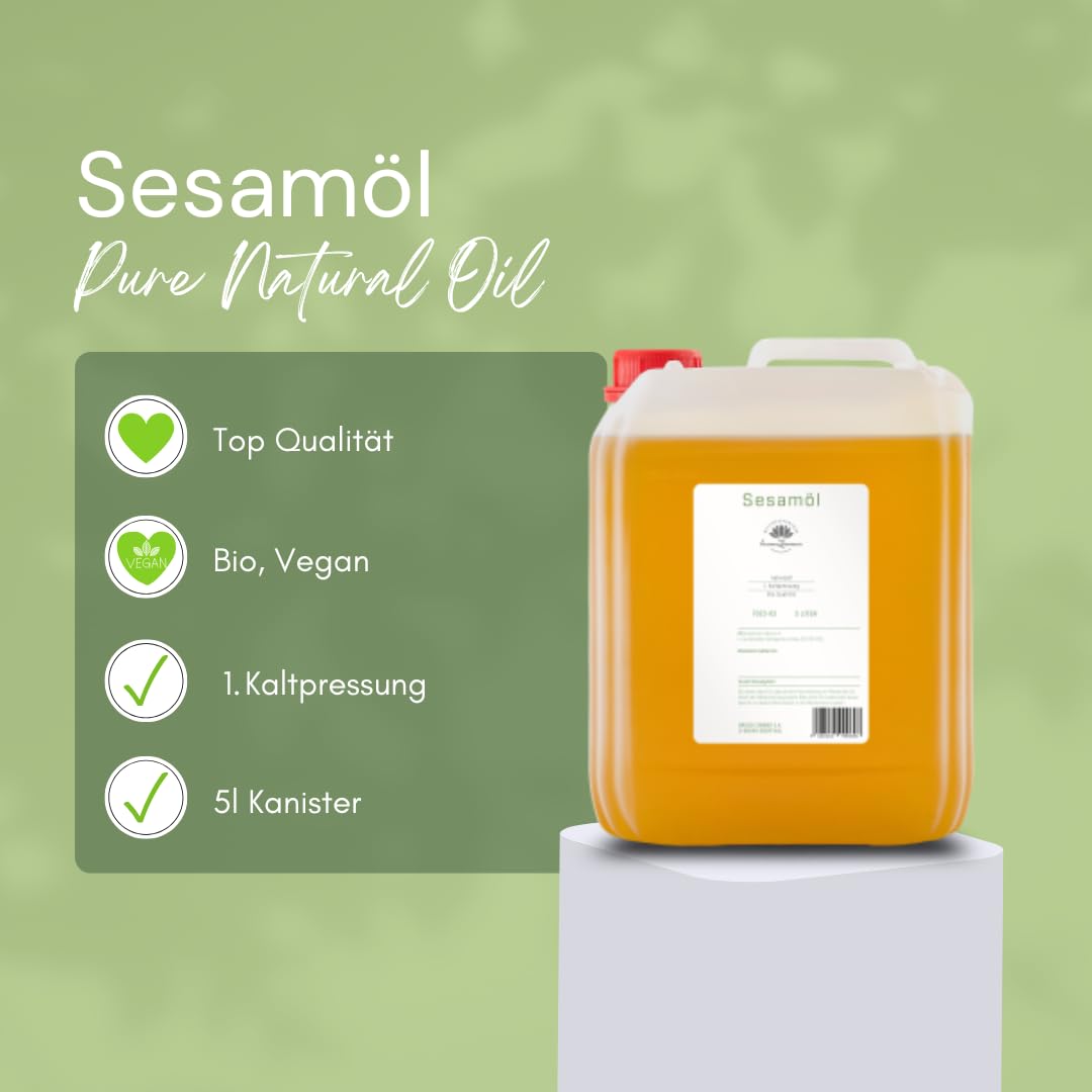 Bio Sesamöl 1. Kaltpressung - Massageöl und Basisöl (5 Liter)