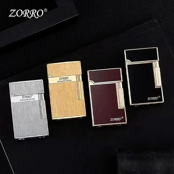 ZORRO 612 Refillable Kerosene Lighter Side Wheel Flint Ignition with Stylish Shell Design and Windproof Flame Performance Silver(Shell)