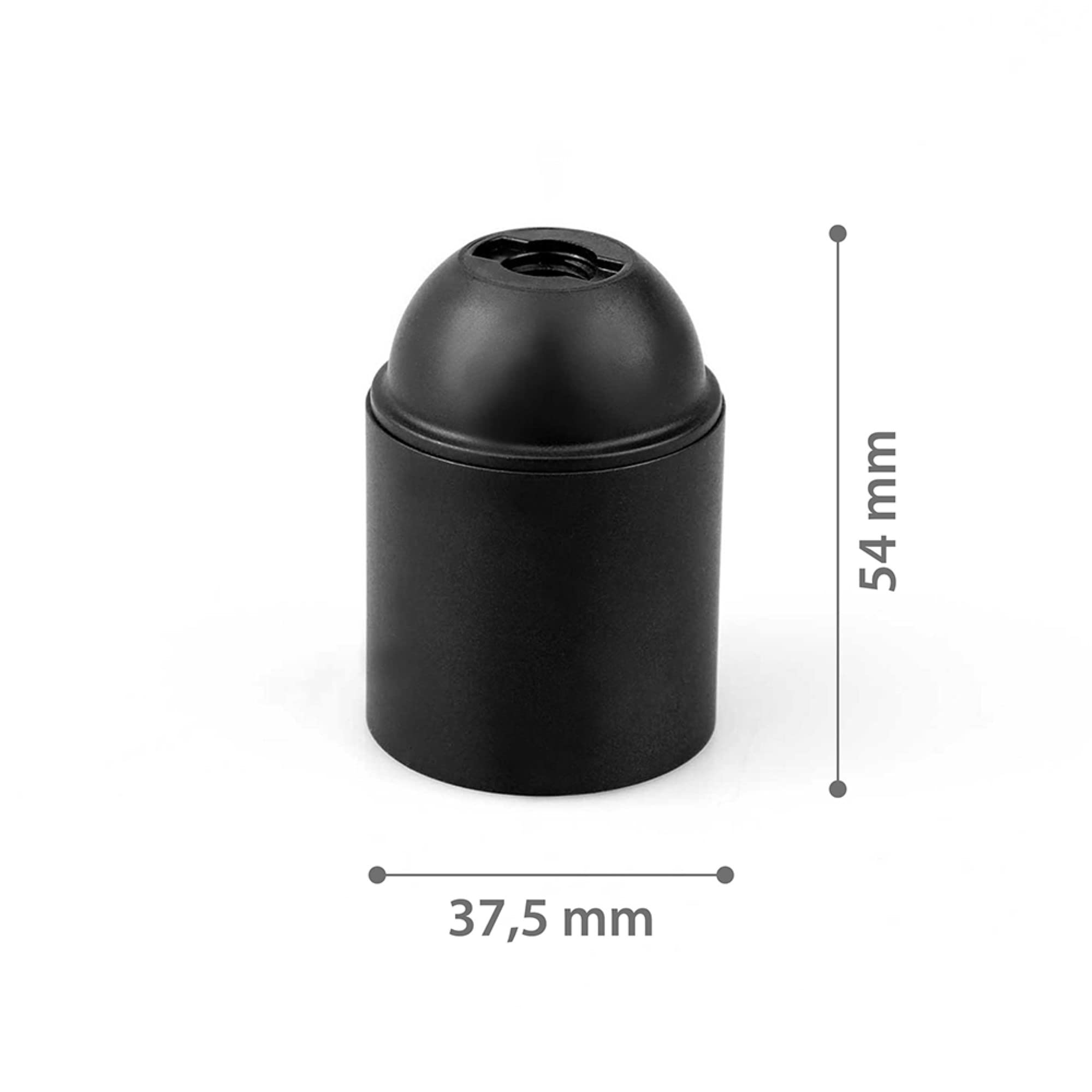 HALOTEC | Pack di 4 Portalampada E27 | Nero | Supporto Attacco E27 Liscio | Montaggio M10x1 | Base per Lampadina a Vista e Filetto Grosso | Fabbricato in Italia