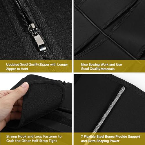 Feelingirl LBB195063-BK1-XL Waist Trainer For Women Neoprene Underbust Waist Cincher Corset Sport Girdle Hourglass Body Shaper Black Xl thumb #3