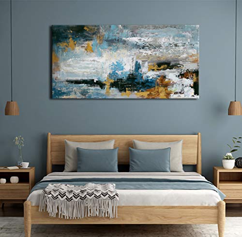 Yearainn Abstract Wall Art Large Canvas Picture Modern Blue Grey Brown Artwork On Canvas Prints Wall Decoration For Living Room Bedroom Bathroom Kitchen Office Home Wall Decor Framed Ready To Hang 20 Inch X 40 Inch thumb #5