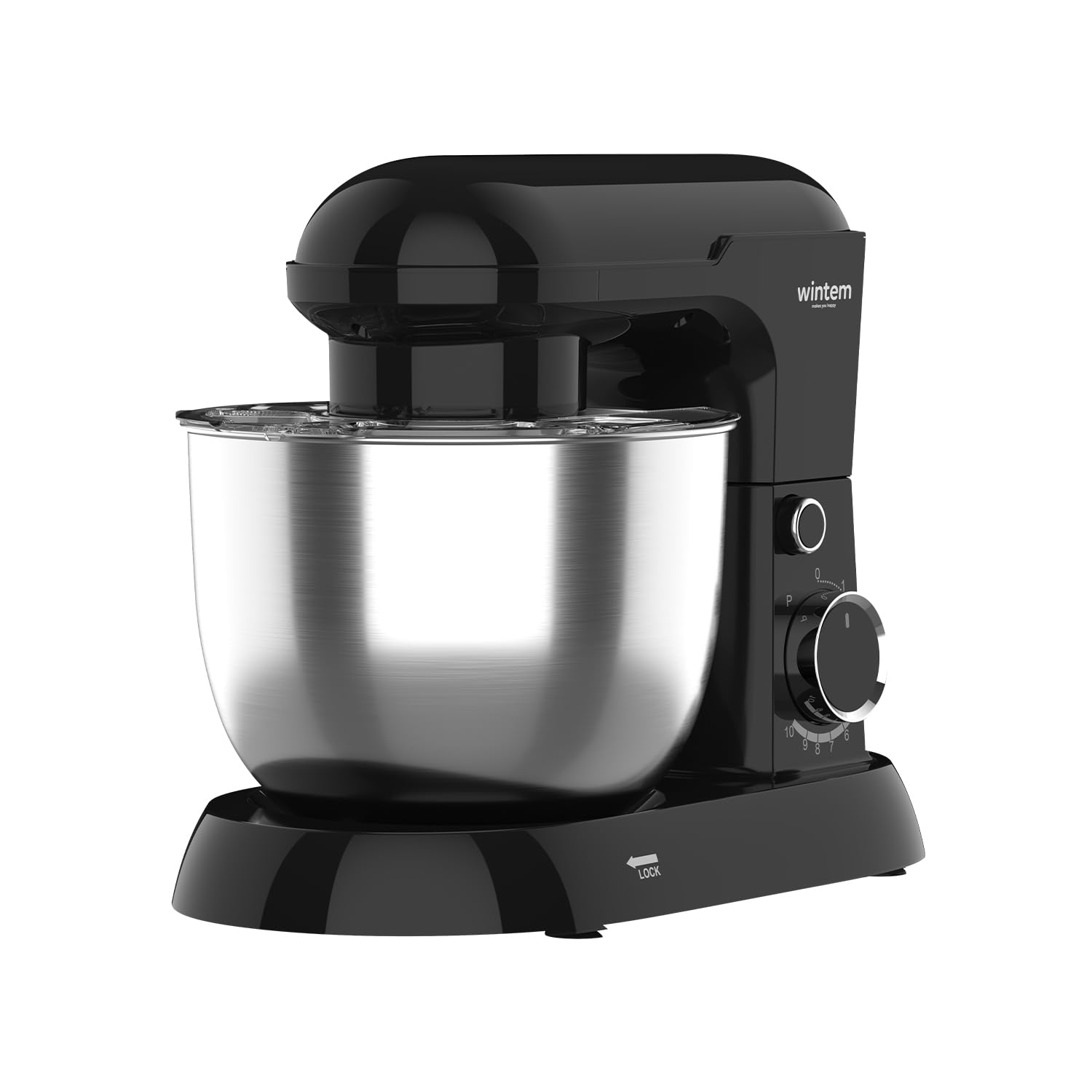 Avilia Impastatrice Planetaria con Ciotola in Acciaio 5L Nero 1500W - 10 Velocità Regolabili - Classe di Protezione II - Include Gangio ad Uncino, Frusta e Battitore - Funzionamento Silenzioso