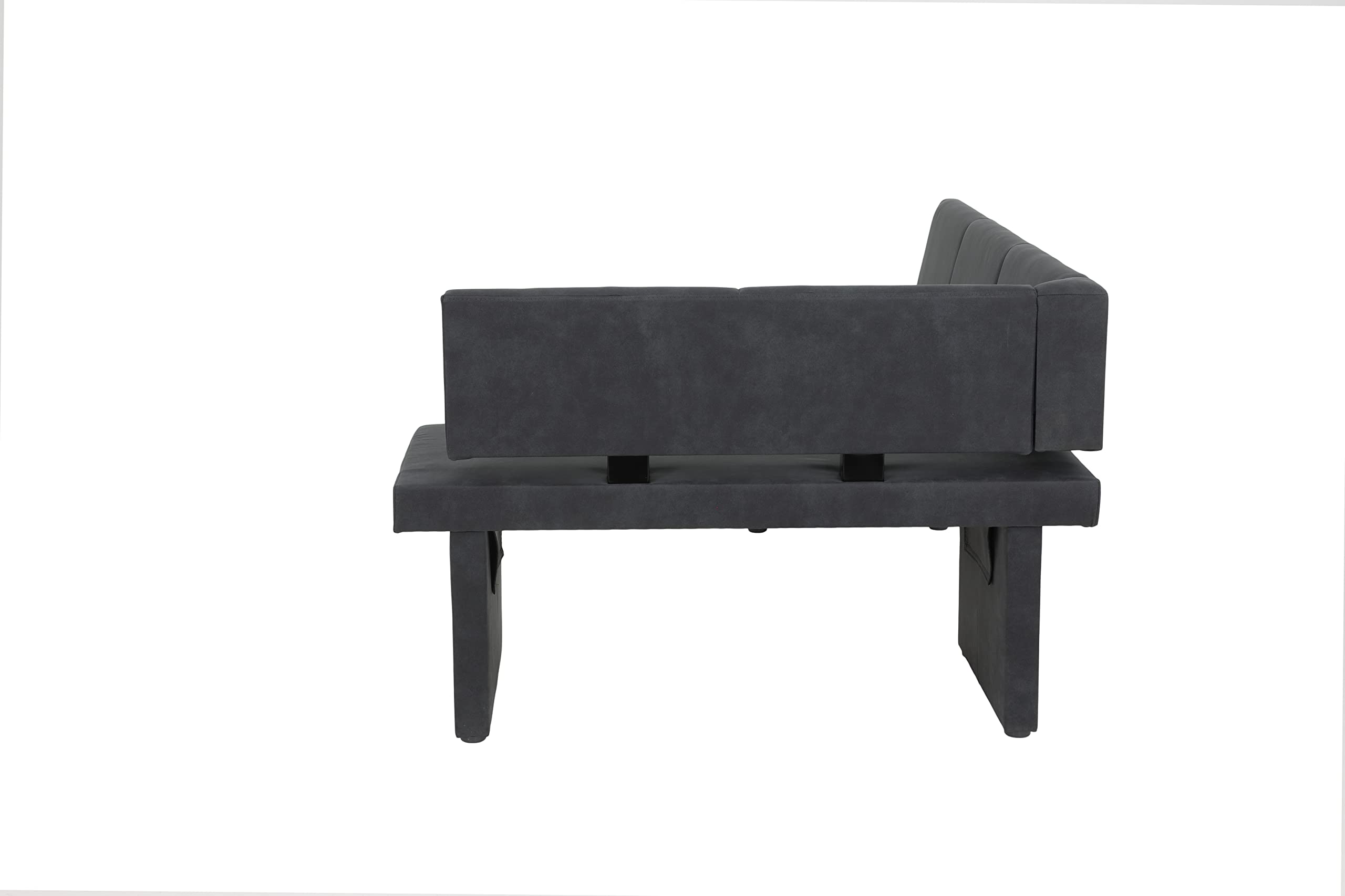 Hela Pia Banco esquinero de Comedor, Estructura de Madera con tapizado de Tela, Microfibra Antracita, Montaje a Derecha-Izquierda, 168 x 128 x 86 cm