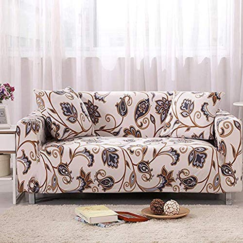 Housse de canapé polyester élastique stretch 4 places universel floral E