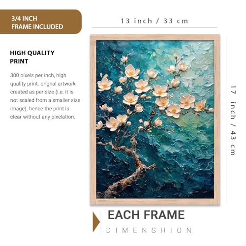 Image of kotart flower Wall Art Home Decoration | Aesthetic Floral Paintings With Frame For Living Room Bed Room Hotel Wall Decor Digital Reprint (13x17 inch)