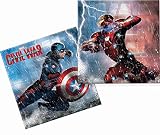 Capitán America, guerra civil servilletas medida 6.5 "x 16,5 cm x 16,5 cm aprox.)