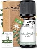 rooted.® BIO Eukalyptusöl 10ml [100% NATURREIN] - Echter Eukalyptus - Eucalyptus globulus für Aromatherapie, Duftlampe, Diffusoren, Raumduft, Duftkerzen und -Seifen