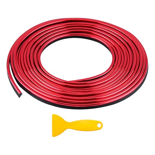 BWBWND Car Interior Trim Strips, 32.8ft Styling Door Dashboard Decoration with Installing Tool, DIY Flexible Moulding Line Filler Insert Strip for Automotive Door & Dashboard Gap (Red)