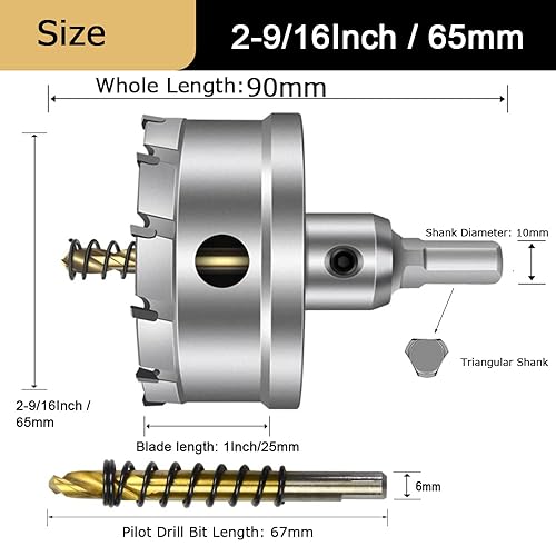 Vista 57 de ASNOMY Broca de sierra con punta de carburo de tungsteno para metal duro, cortador de sierra de agujero T.C.T de 3 pulgadas con 2 brocas piloto