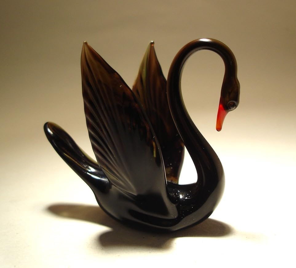 Black Glass Swan Figurine Great Gift for Any Occasion