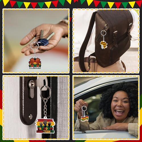 Image of 60Pcs Juneteenth Keychain Gifts Bulk, Freedom 1865 Key Ring Decorations for Women Men Accessories Party Favors Supplies