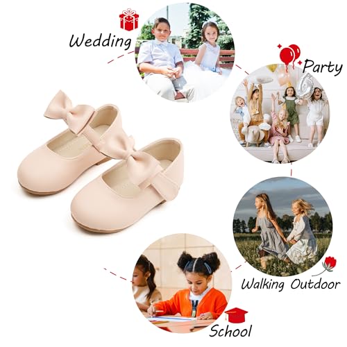 Image of PHIRAMIN Toddler Flower Girl Dress Shoes - Little Girl Mary Janes Flats Wedding