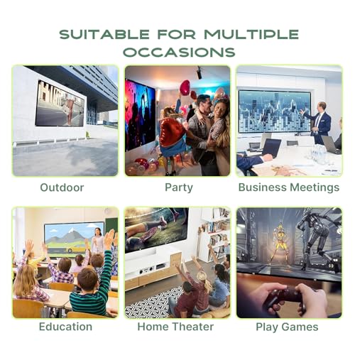 Image of Projection Screen, 4K Movie Projector Screen 16:9 HD Foldable Anti-Crease Portable Projector, Movies Screen for Home Theater Outdoor Indoor Support Double Sided Projection (60 inch)