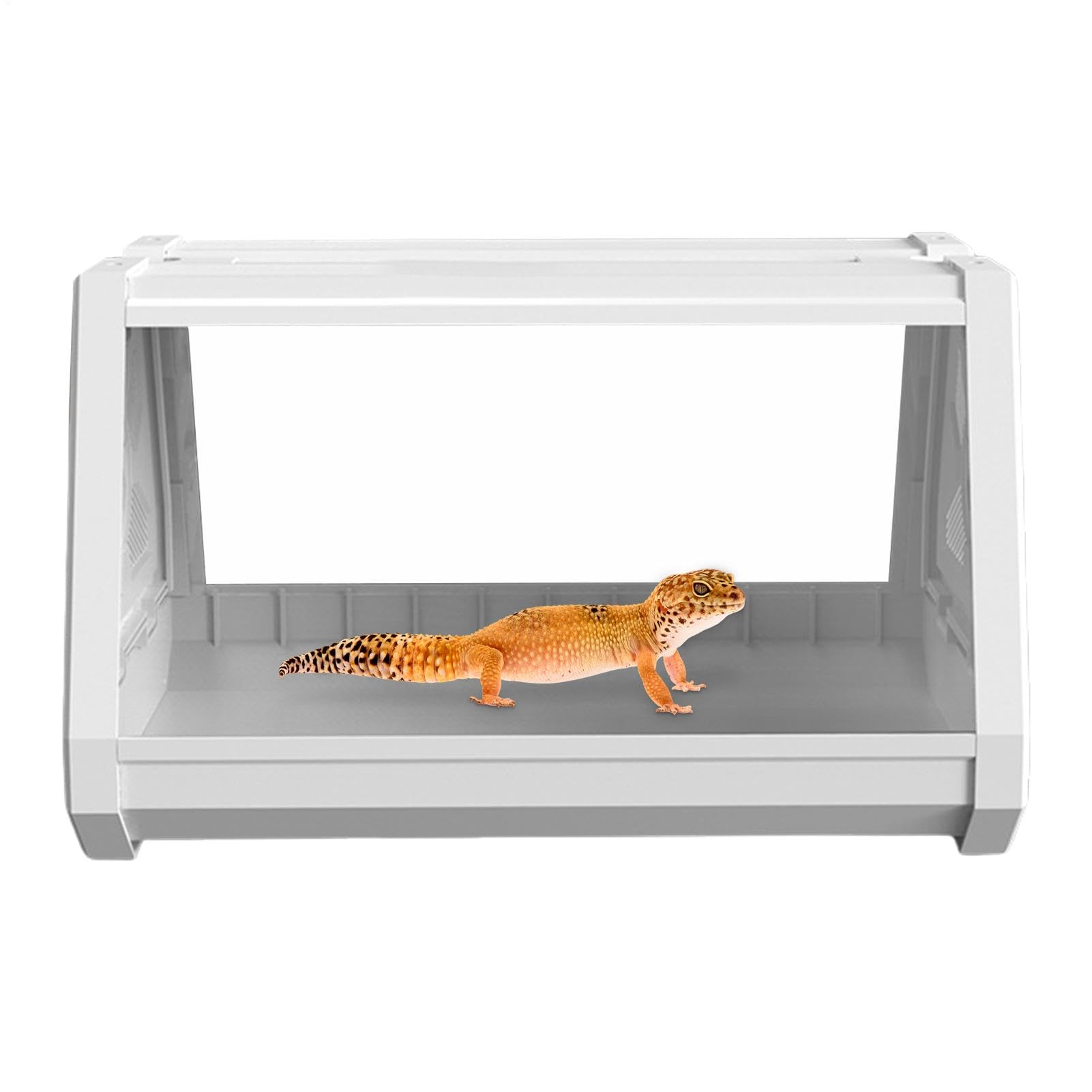 Terrario de reptiles con diseño trapezoidal amplio para leopard gecko y escorpiones