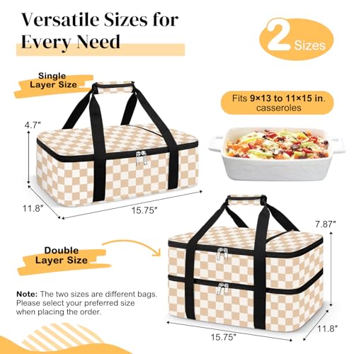 Coobiiya Insulated Casserole Carrier,Lasagna Lugger Tote Keeps Food Hot or Cold,Thermal Lunch Bag Warmer & Cooler Carrier Bag,Portable Tote Bag Fits 9" x 13" Baking Dish for Picnic and Cookout by Coobiiya - Image 7