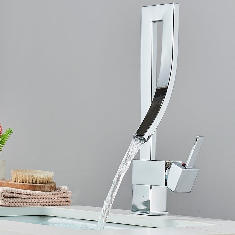 Mitigeur de lavabo cascade noir mat robinet de salle de bains en laiton robuste
