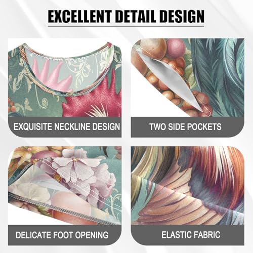 ALAZA Chicken Fruit Rooster Blossom Pajamas Set Short Sleeve Cotton Sleepwear Summer Pjs 2 Piece 5-14Y4