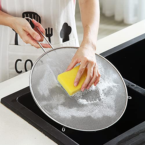Splatter Screen For Cooking 11.8'', Stainless Steel Grease Splatter Guard For Frying Pan, Fine Mesh Splatter Screen With Resting Feet, Comfort Grip Handle, Safe Cooking Lid,Keeps Kitchen Clean(Silver) #TOP5