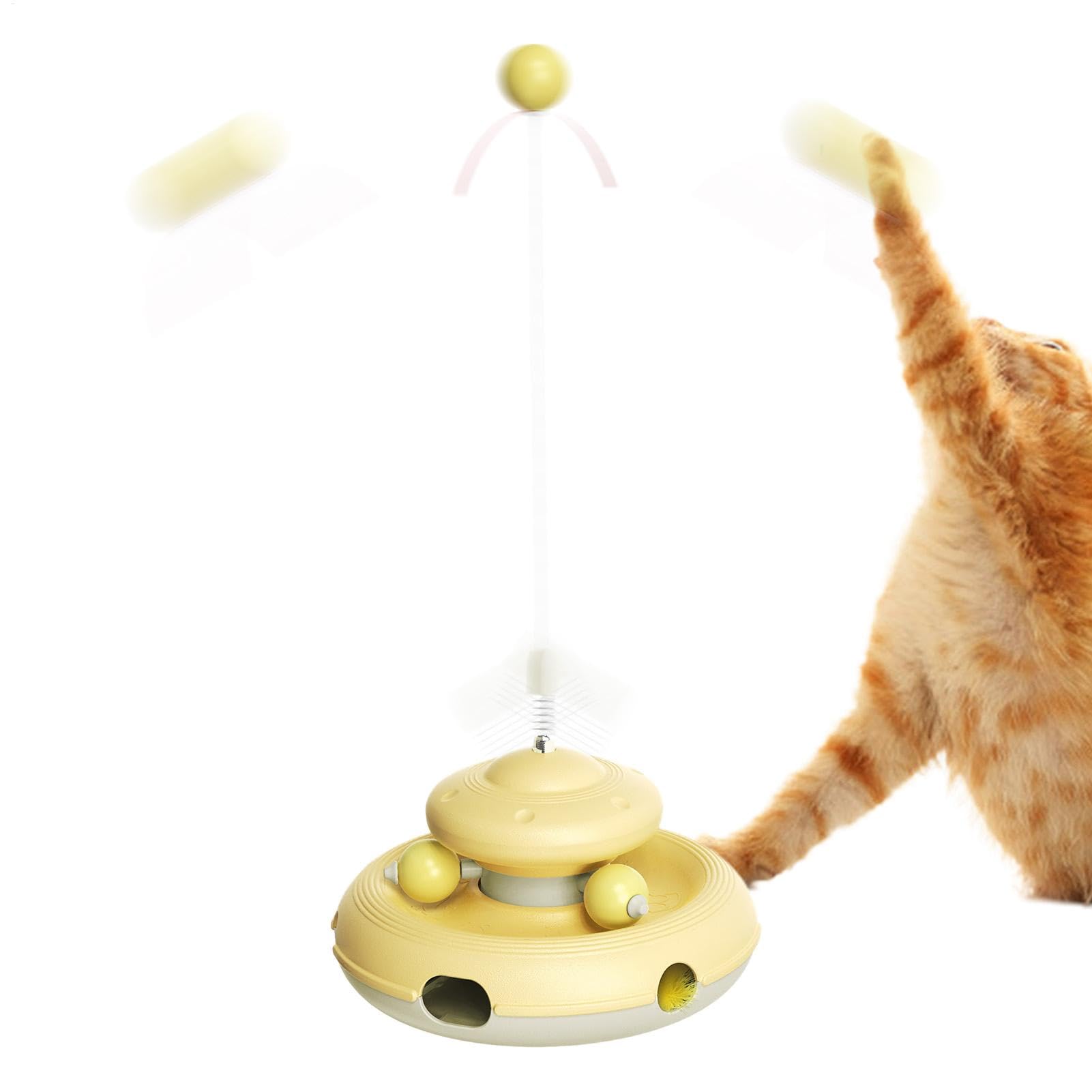 Jouet pour chat interactif stimulant avec balle rotative et teaser multicolore