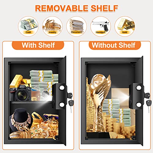 2.3 Cubic Large Fireproof Safe With Fireproof Document Bag, Anti-Theft Home Safe Fireproof Waterproof With Sensor Light & Smart Alarm, Security Safe Box For Money Firearm Valuables #TOP5