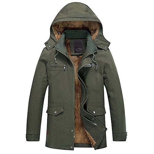 ZOOB MILEY Men's Winter Thicken Jacket Fleece Cotton Outwear with Removable Hood ArmyGreen Tag 3XL ZOOB MILEY Men's Winter Thicken Jacket Fleece Cotton Outwear with Removable Hood ArmyGreen Tag 3XL