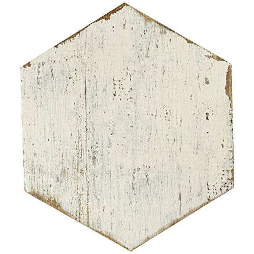 SomerTile FNURTXBL Vintage Hex Porcelain Floor and Wall Tile, 14.125"