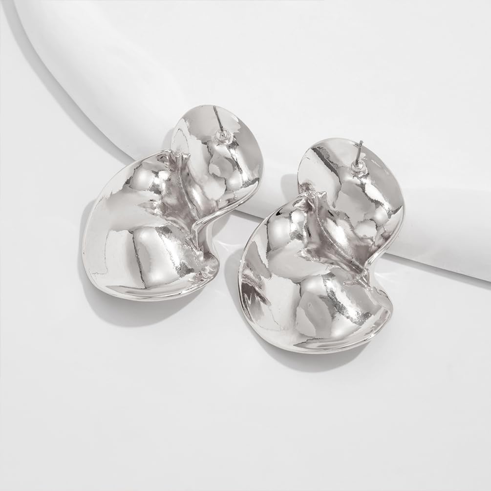 Unique Gold Polish Twisted Drop Dangle Earrings for Women, Trendy Silver Irregular Geometric Stud Earring Non Tarnish Retro Y2K Party Vacation Jewelry - Image 5